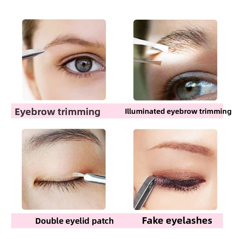 1pc Hot Sales Portable Stainless Steel Button Cell Smart Design Eyebrow Hair Remove Tweezer with LED Light Makeup Tool for women