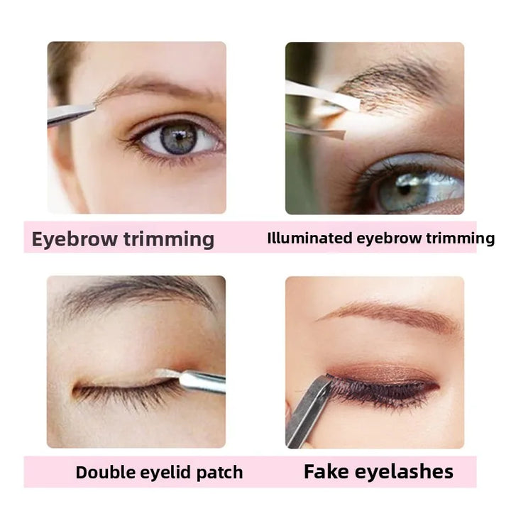 1pc Hot Sales Portable Stainless Steel Button Cell Smart Design Eyebrow Hair Remove Tweezer with LED Light Makeup Tool for women