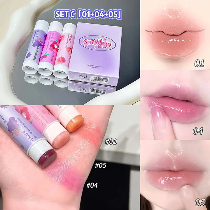 1/3Pc Fruit Lip Balm Moisturizing Clear Lip-Primer Mask Cute Jelly Tinted Lip Stick Lighten Lines Plump Lip Care Makeup