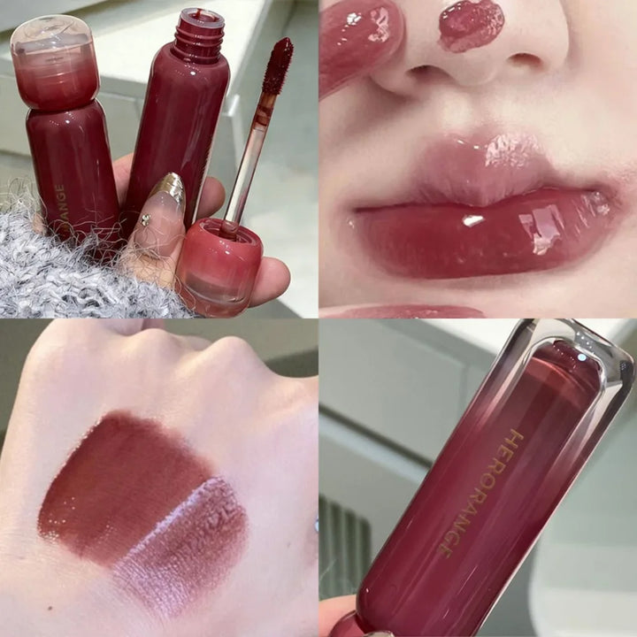 Smoked Grape Purple Red Lip Glaze Mirror Water Lip Gloss Moisturizing Liquid Lipstick Clear Tint Women Korean Makeup Cosmetics