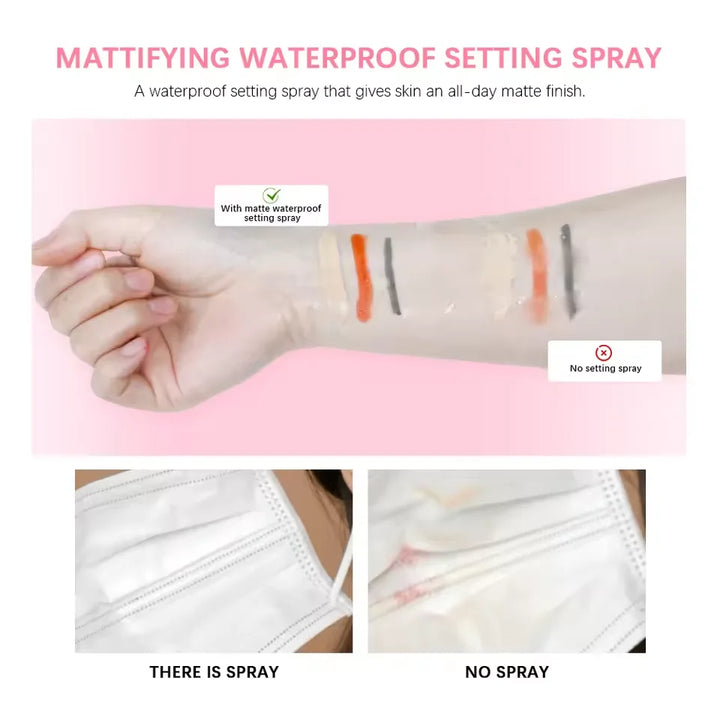 QXQY Waterproof Setting Spray Glossy Matte Base Makeup Control Oil Non-Sticky Waterproof Make-up Fixer Spray for All Skin