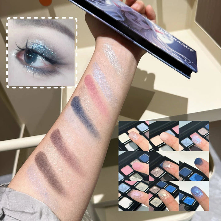 12 Colors Metallic Eyeshadow Palette Pearl Matte Sparkling Shimmer Blue Eye Shadow Highlighter Brighten Glitter Fashion Makeup