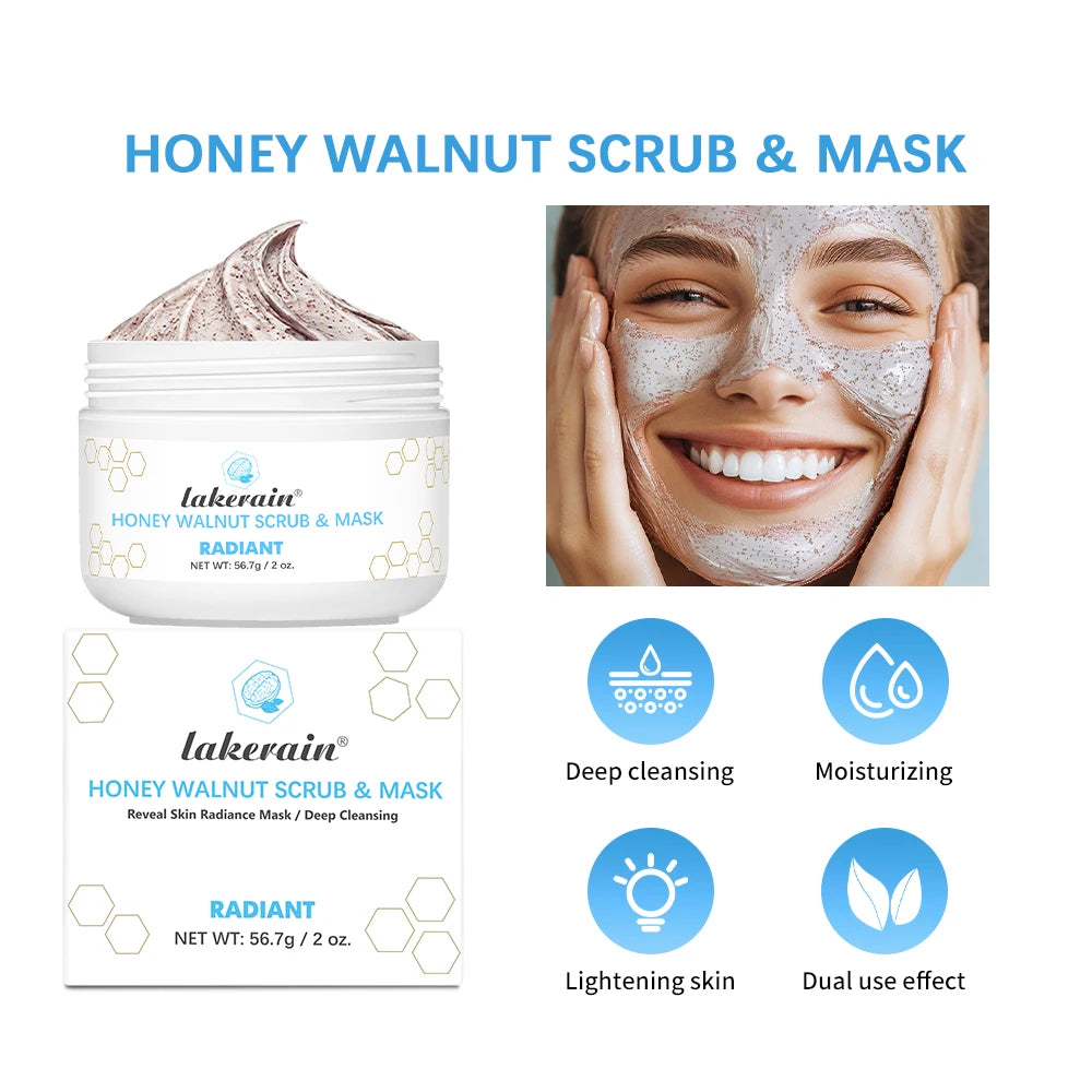 Facial Scrub & Face Exfoliator Mask Skin CareMoisturizing brightening Nourishing Cleansing Honey Walnut Facial Exfoliants Mask