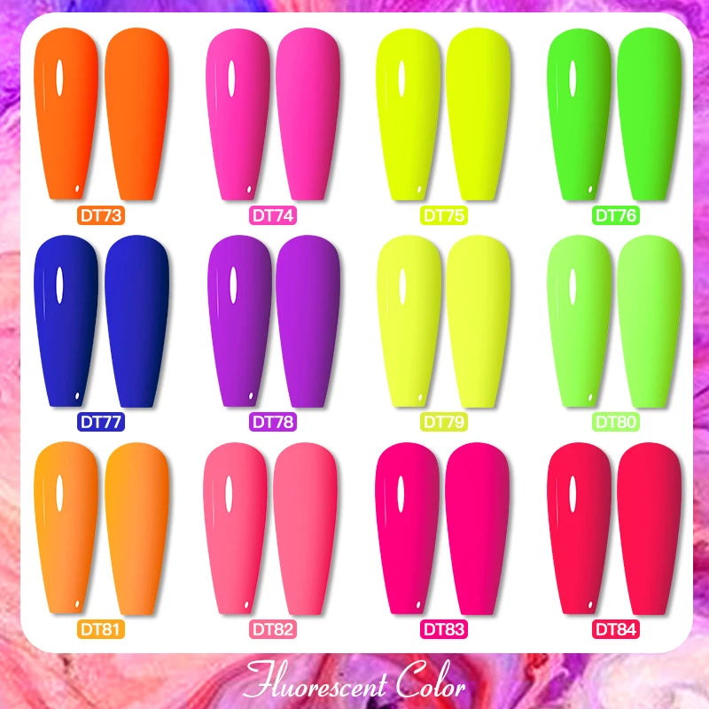 MEET ACROSS 7ml Fluorescent Gel Nail Polish Vernis Summer Neon Semi Permanent UV Gel Varnish Nail Art Manicure For Nails