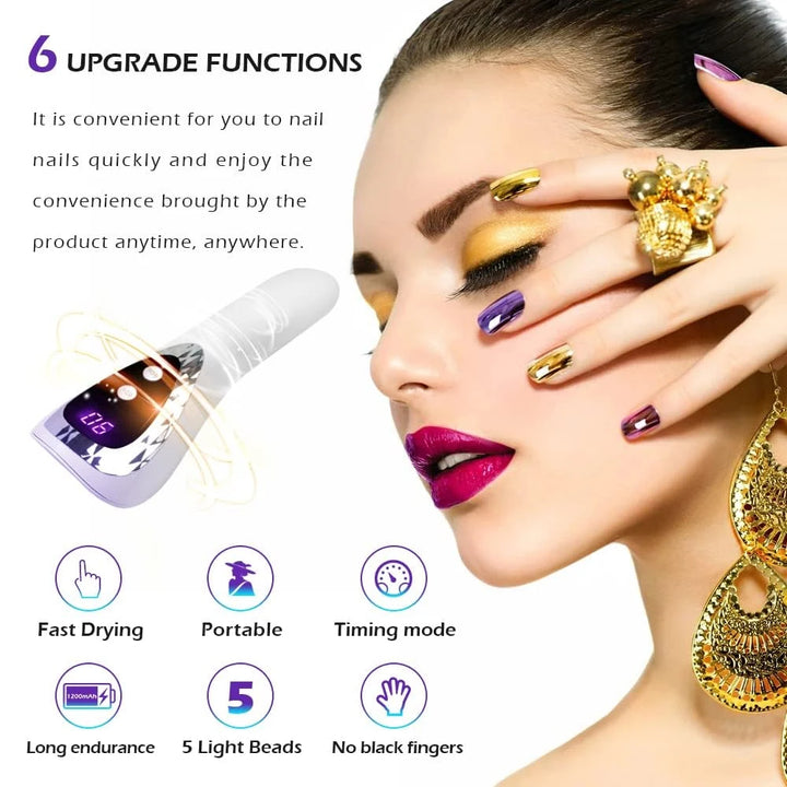 YIKOOLIN Handheld UV LED Nail Lamp USB Rechargeable Mini Manicure Lamp Nail Dryer With 5 Lamp Beads Quick Drying Gel Nail Polish