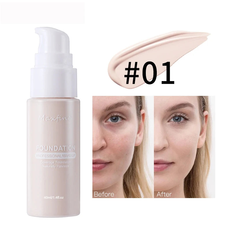 12 Shade Liquid Foundation with Long Lasting Oil Control Concealing Hydrating Lightweight Fine Texture and Non Cakey 1PCS