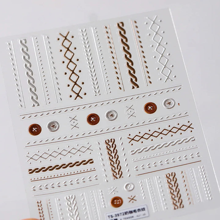 1pcs White 5D Pearl Lace Wave Lines Nail Art Stickers Elegant Exquisite Nail Decoration Decals DIY Self Adhesive Transfer Slider