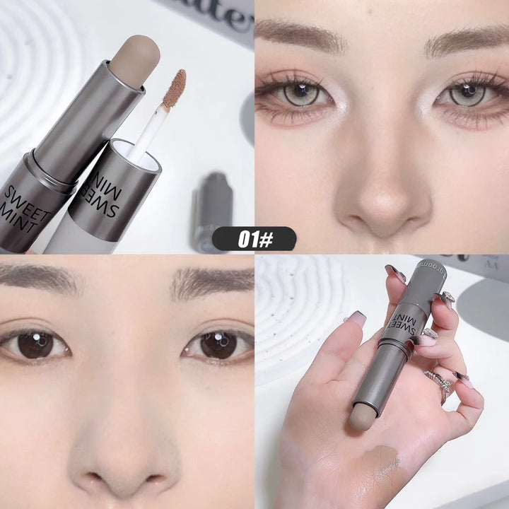 Dual-End Liquid Bronzer Stick Face Brightening Shaping Concealer Pencil 3D Long Lasting Corrector Nose Shadow Contouring Makeup