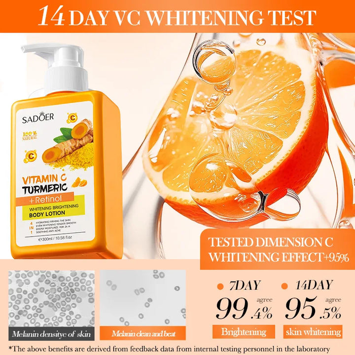 300ml Turmeric Body Cream Dark Spots Whitening Lotion Vitamin C Moisturizing Face Cream Tender Firming Body Skincare