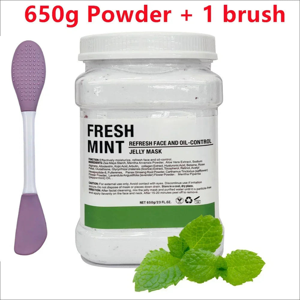 650g Chamomile Hyaluronic Acid Facial Moisturizing Mask Powder with Silicone Brush Increasing Skin Elasticity Rose Jelly Mask