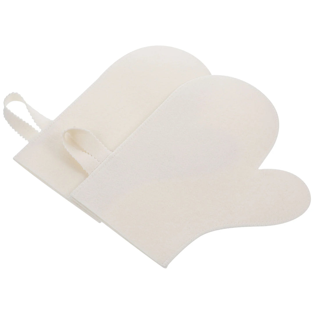 2 Pcs Grey Heat Resistant Gloves Bath Sponge Body Scrubber Sauna Tool Felt Kit Massage Glove Back Exfoliating Mitt Shower Gloves