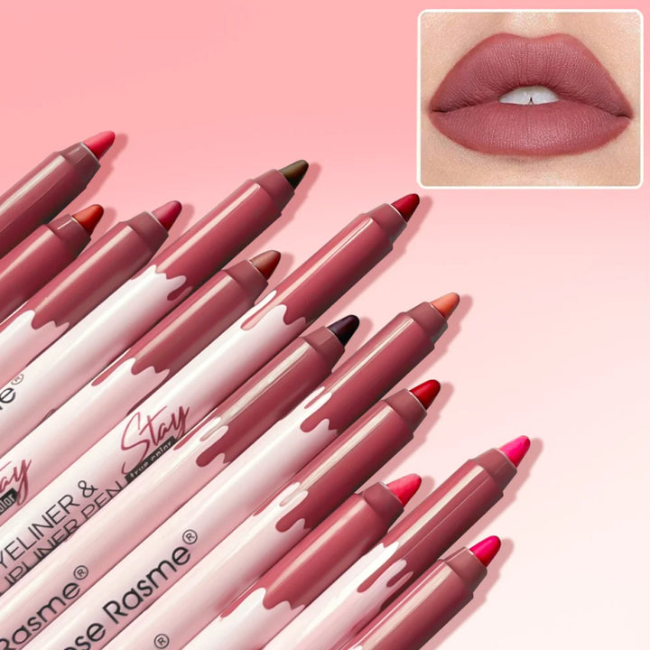 12 Colors Lip Liner Set, Matte Dewy Finish Long Lasting Waterproof Smudge Proof Lip Liner Set, Makeup Gift Box