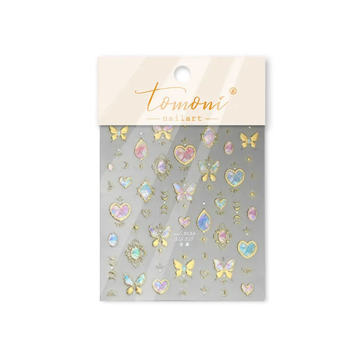 Gold Scepter Frames Nail Art Stickers Lavish Jewel Crown Patterns 5D Metal Nail Sticker Self Adhesive Manicure Decorat Decal DIY