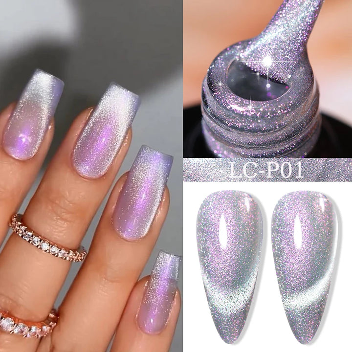 LILYCUTE 7ML Auroras Thermal Gel Nail Polish Nude Dark Purple Glitter Gradient Temperature Color Changing Nail Art Gel Varnishes