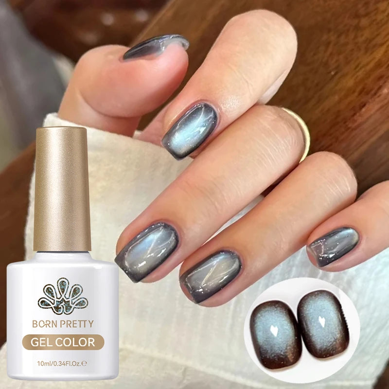 BORN PRETTY 10ml/15ml Guava Green Cat Magnetic Gel Shine  Glitter Semi Permanent Soak Off UV Varnish Nail Supplies