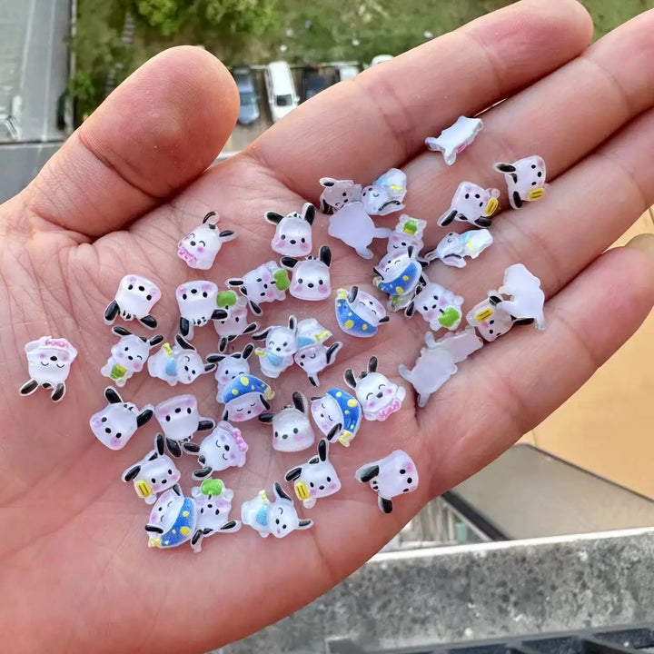 3D Cute Sanrio Family Series Nail Art Jewelry Decor Cartoon Hello Kitty Kuromi Nail Charms Rhinestone Gems Ornament Accessories