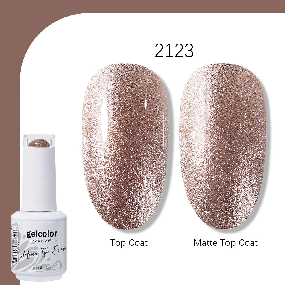 Arte Clavo Solid Color Gel Nail Polish 15ml Soak Off UV LED Gel Semi-Permanent Glitter Polish For Manicure Nail Art Salon Gel
