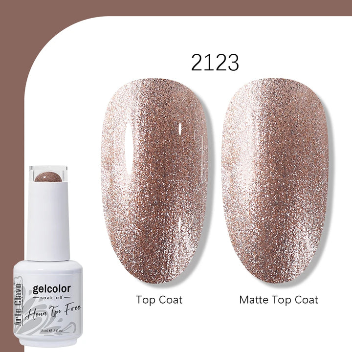 Arte Clavo Solid Color Gel Nail Polish 15ml Soak Off UV LED Gel Semi-Permanent Glitter Polish For Manicure Nail Art Salon Gel
