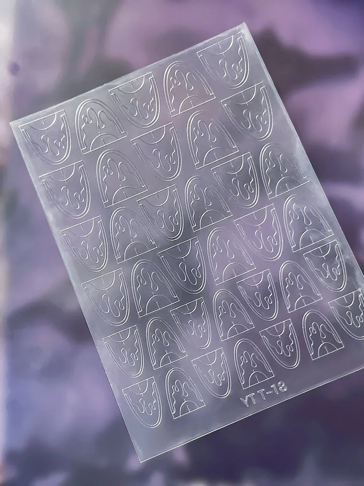 3D Checkered Transparent Spray-painted Nail Art Accessories Sticker French Line Heart-shaped Butterfly Nail Decorations Stickers