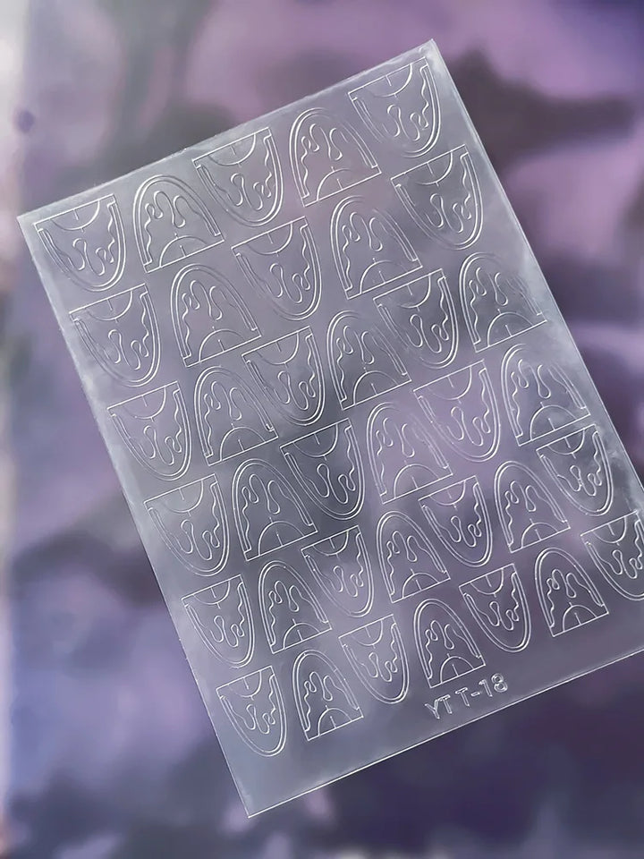 3D Checkered Transparent Spray-painted Nail Art Accessories Sticker French Line Heart-shaped Butterfly Nail Decorations Stickers