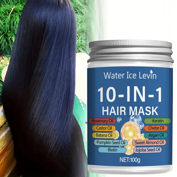 10-in-1 Hair Mask: Rosemary, Batana, Chebe, Argan, Pumpkin, Almond, Jojoba Oils For All Hair Types. Keratin Enriched.