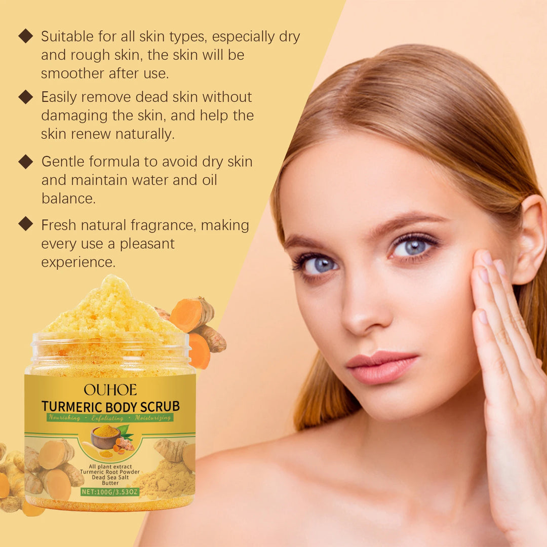 Turmeric Body Scrub Gentle Exfoliating Remove Dead Skin Pore Cleansing Hydrating Natural Brightening Skin Smoothing Skin Care