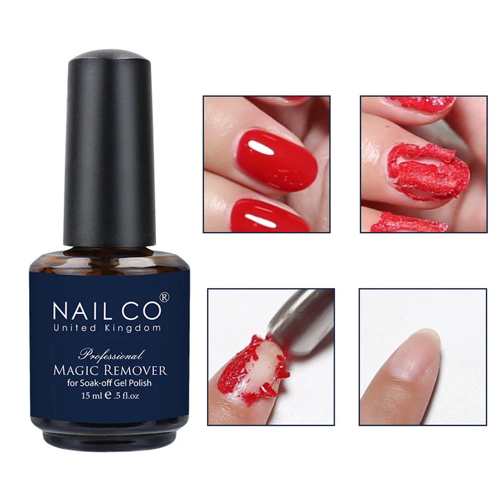 NAILCO 15ml Magic Fast Nail Gel Polish Remover Clean UV Soak Off Semi Permanent Varnish Nail Art Removal Tools Manicure Product