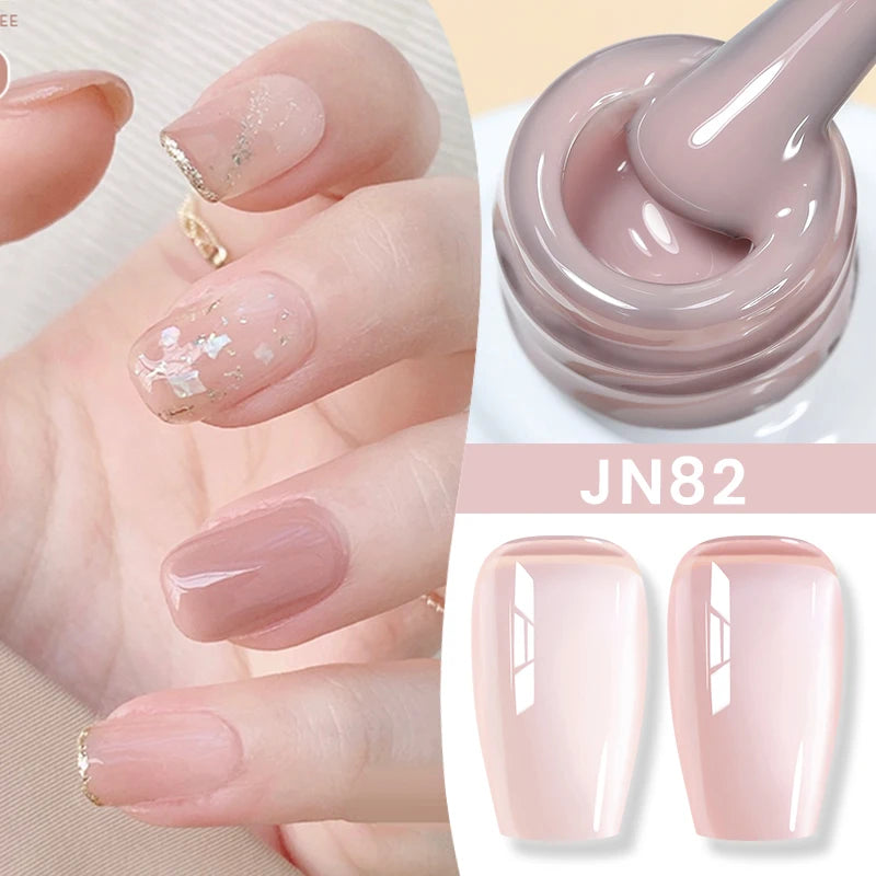 BORN PRETTY Jelly Nude Gel Nail Polish 10ml Light Pink Peach Translucent Color UV Light Cure Gel Varnish Nail Art DIY at Home
