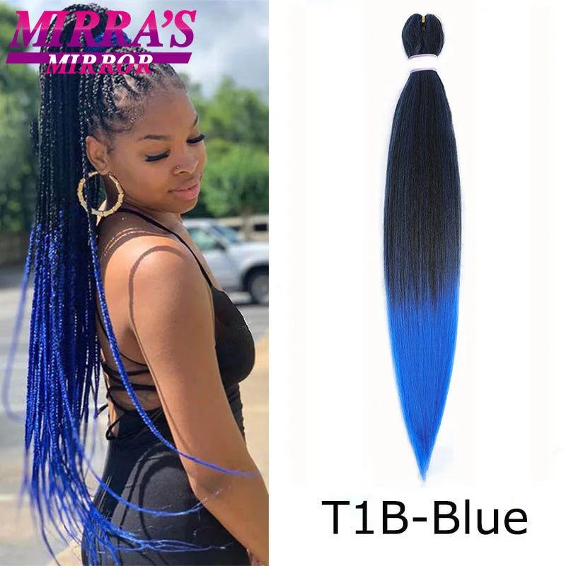 Pre Stretched Braiding Hair Ombre Jumbo Braids Hair Extensions YAKI Straight Synthetic Braid 1/3/6/8/10 Pcs Bulk Mirra's Mirror