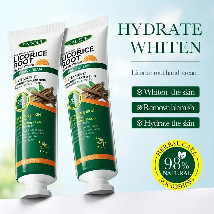 Licorice Root Hand Cream Exfoliator Anti Cracking Soothing Repaire Moisturizing Dead Skin Removal vitamin C Whitening Hand Care