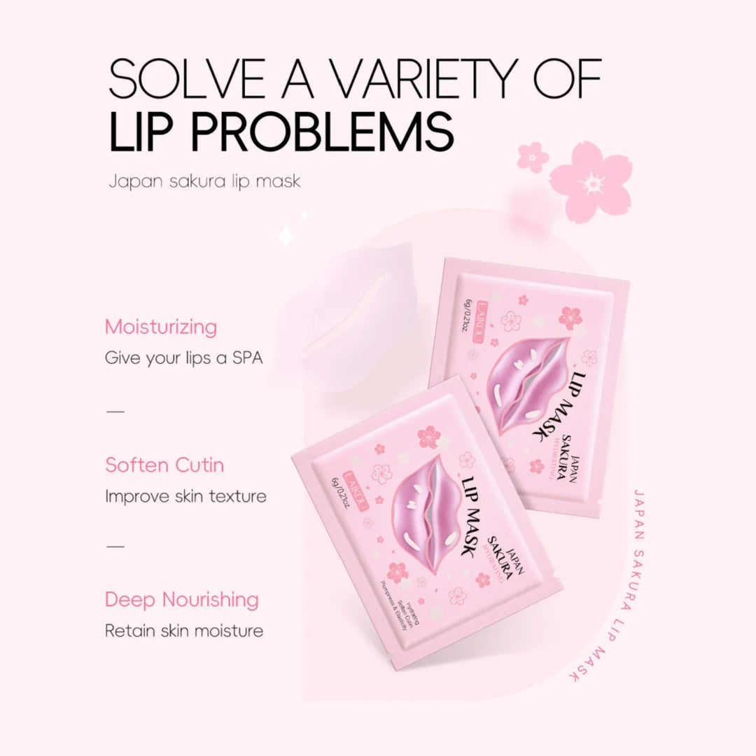 Japan Sakura Collagen Lip Mask Moisturizing Firming Deeply Nourish Relieve Dry Lips Moisturizer Lip Patches Gel Pads Skin Care