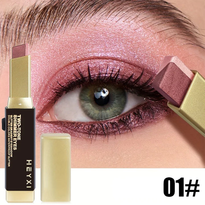 Double Color Eye Shadow Stick, Naturally Tinged, Not Easy to Mottle Off Makeup, Pure Color, Create Natural Makeup Effect