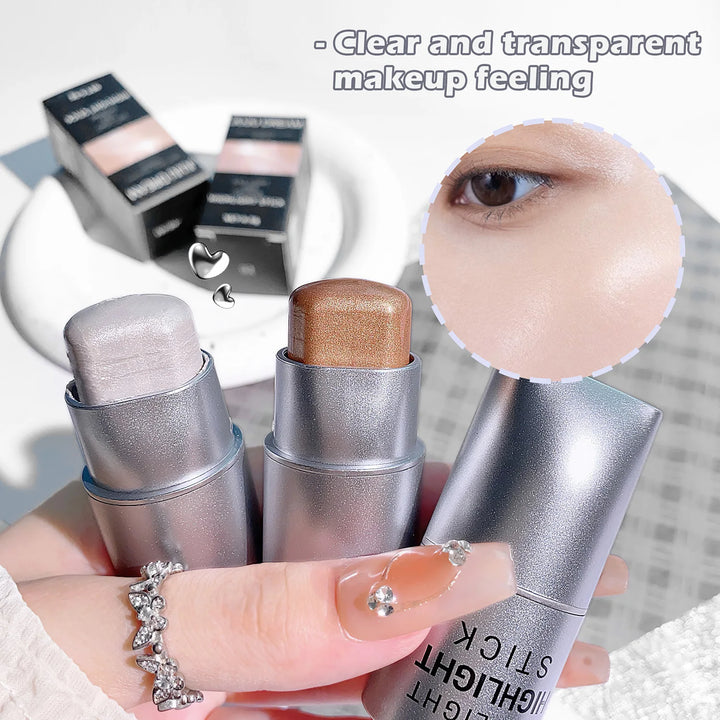 Clear highlighter stick, pearlescent fine shimmer, facial watery skin, natural contouring, brightening light and shadow highligh