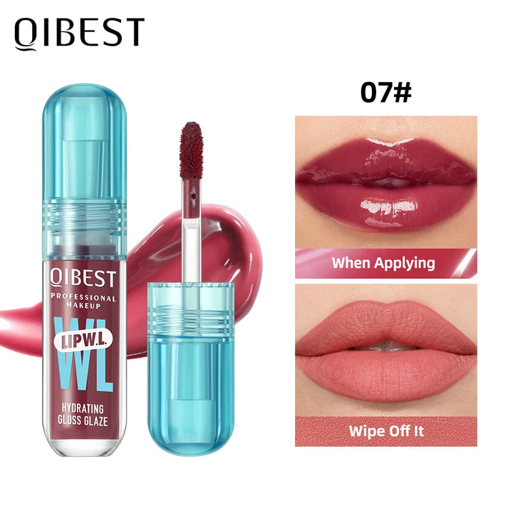 QIBEST Crystal Lip Gloss Mirror Watery Lip Glaze Long Lasting Moisturizing Lip Balm Plumping Gloss Oil Hydrating Makeup Lip Tint