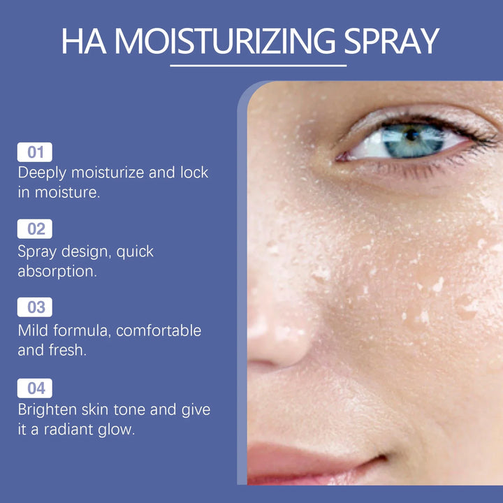 Hyaluronic Acid Moisturizing Spray Refreshing Shrink Pores Firming Skin Smoothing Aloe Vera Extract Nourish Brighten Face Toner