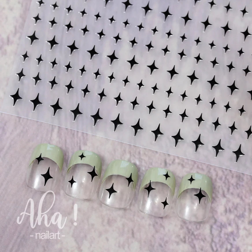 3D Nail Art Stickers  Translucence Moon/Star/Cloud Ultra-thin Nail Decals 3d Self-Adhesive White Cloud Moon Star Kawaii Sliders