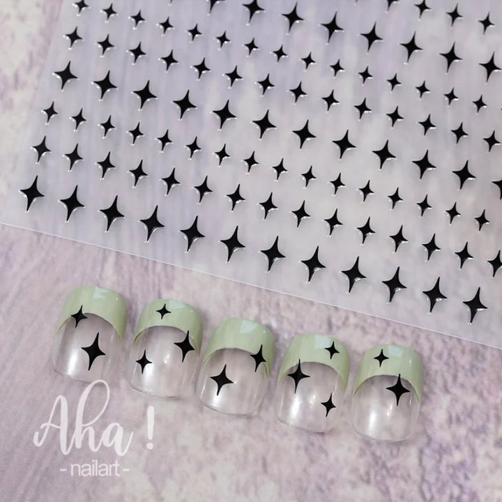 3D Nail Art Stickers  Translucence Moon/Star/Cloud Ultra-thin Nail Decals 3d Self-Adhesive White Cloud Moon Star Kawaii Sliders