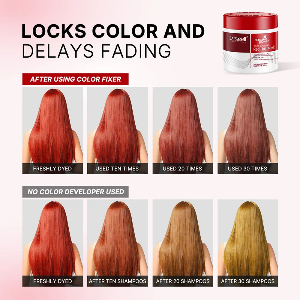 Karseell 500ml Color Depositing Red Hair Mask Color Boosting Conditioner, Hydrates and Enhances Red Tones for Color-Treated Hair