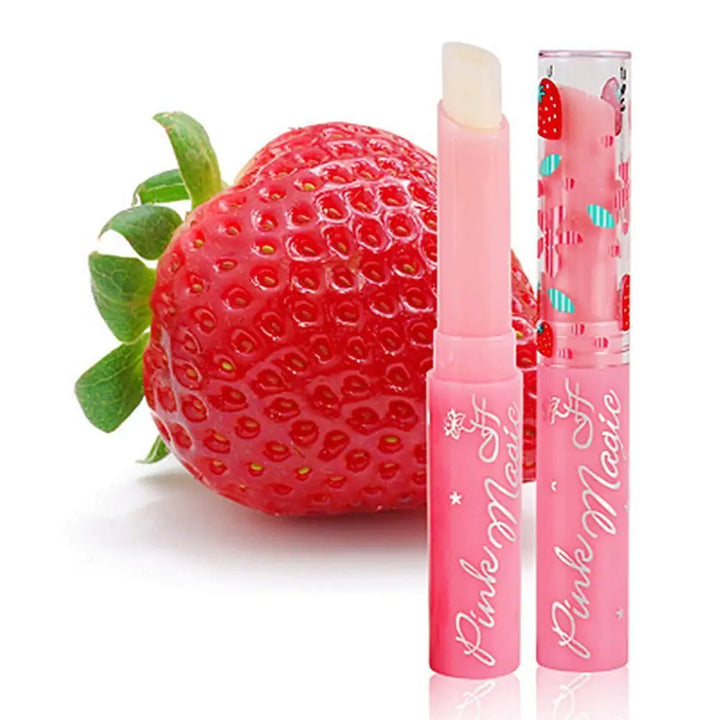 Strawberry Temperature Color Changing Lip Balm Moisturizing Long Lasting Nourishing Lipstick Pink Magic Lip Gloss Cosmetics 5PCS