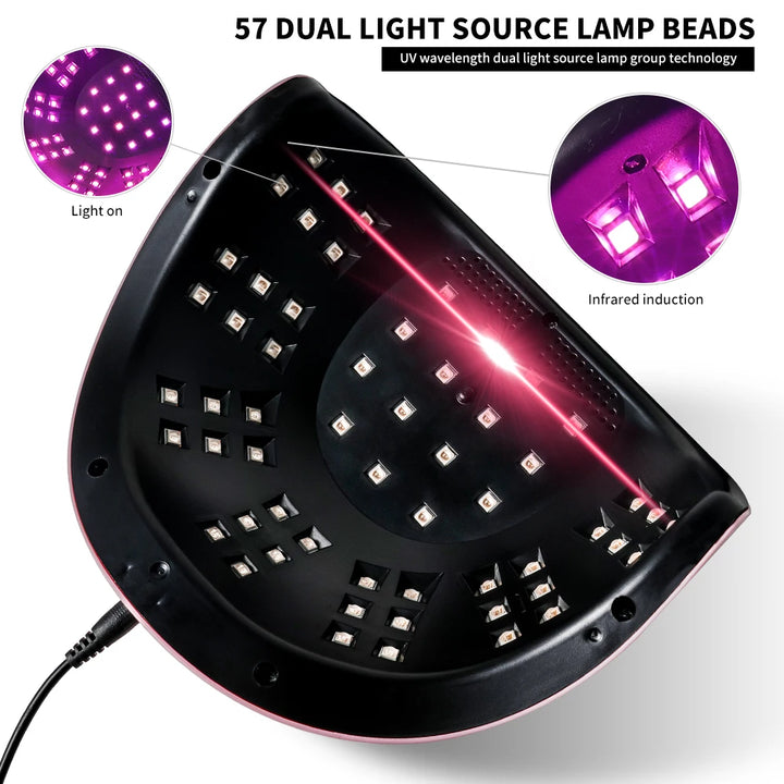 Professional UV/LED Nail Lamp 57 LEDS Quick Drying Gel Polish Curing Light With LCD Display Manicure Equipment for Acrylic Gel