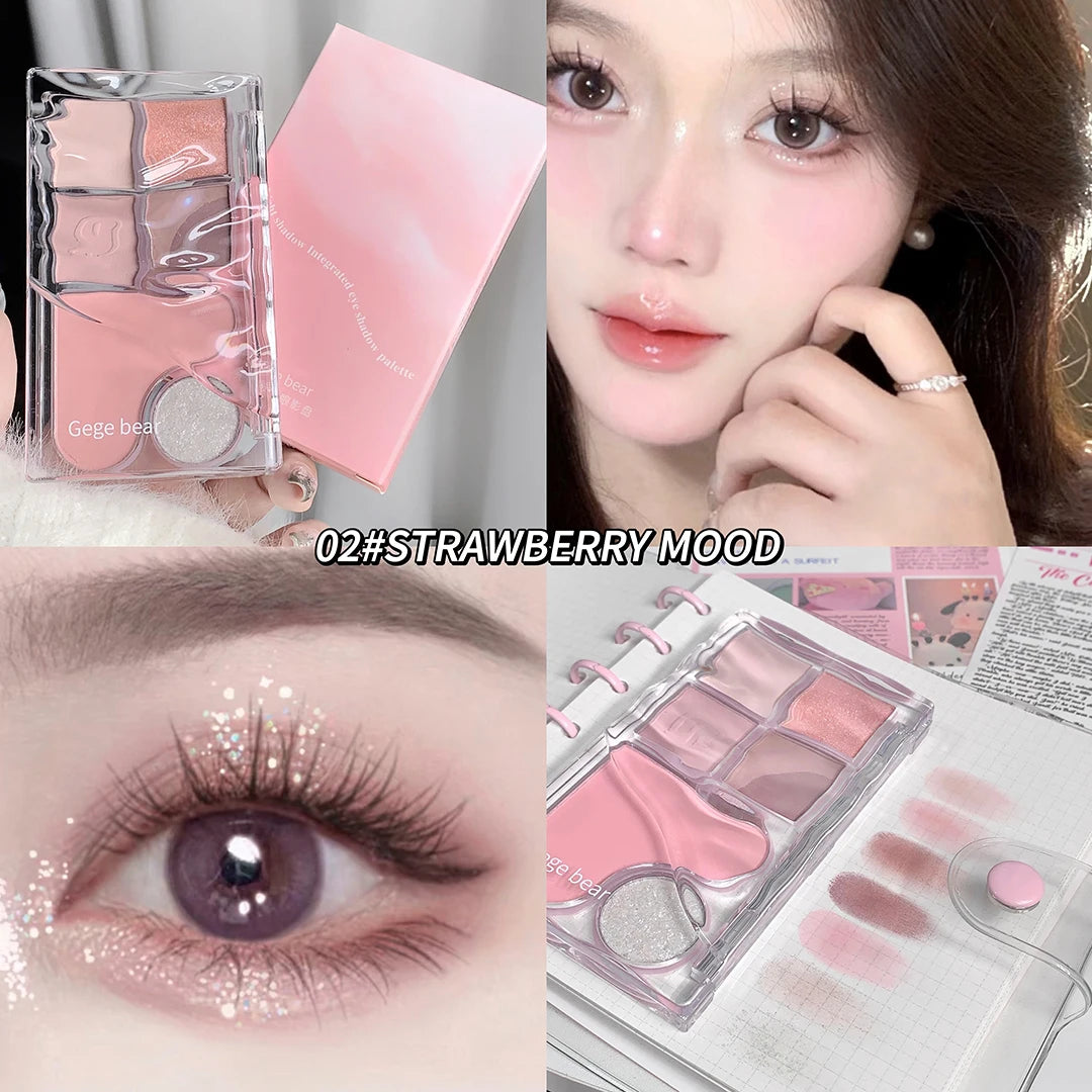 Six-Color Eyeshadow Light Shadow Integrated Eyeshadow Palette, Matte Pearlescent Pink, Long-Lasting Makeup, Pure Desire