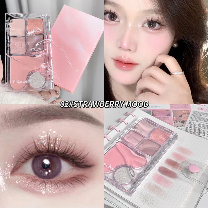 Six-Color Eyeshadow Light Shadow Integrated Eyeshadow Palette, Matte Pearlescent Pink, Long-Lasting Makeup, Pure Desire