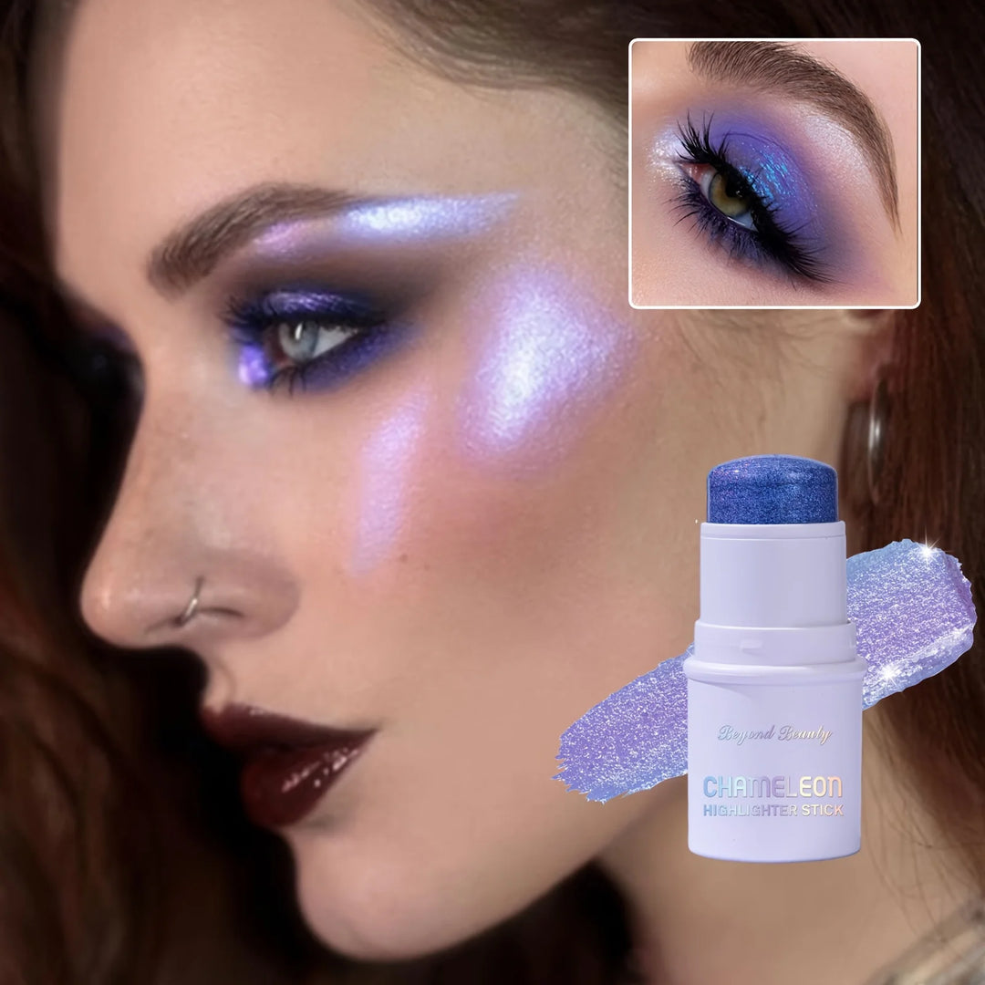 2PCS SET Chameleon Face Highlighter Stick, Multichrome Glitter Shimmer Highlighter Makeup