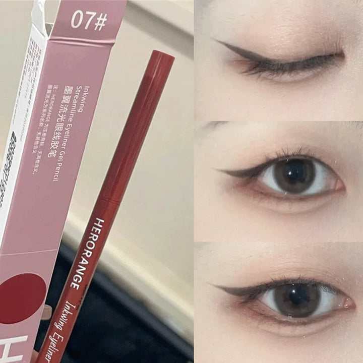 12 Colors Eyeliner Pencil Waterproof Long-lasting Orange Black Brown Easy Wearing Eyeshadow Contour Stick Lying silkworm Makeup