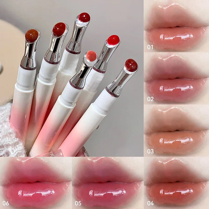 Kakashow Mirror Watery Lip Gloss Iron Brush Head Jelly Lipgloss Moisturizing Lip Tint Lipstick Nature Nude Lips Makeup Cosmetics