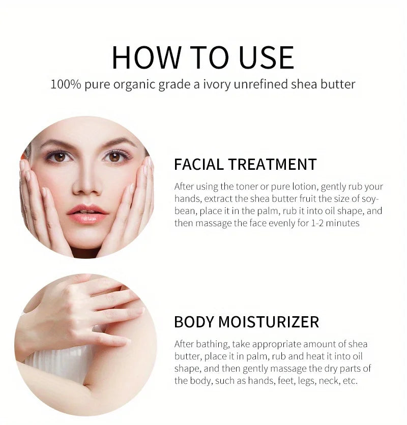 MELAO Organic Shea Butter for Body & Face Organic , 100% Raw & Unrefined to Soften, Smooth & Boost Radiance