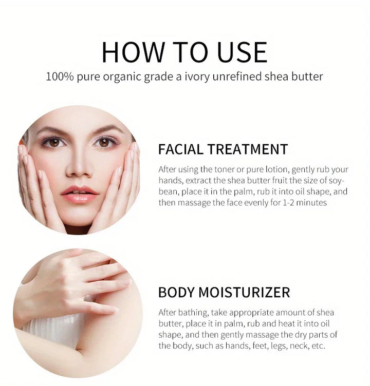 MELAO Organic Shea Butter for Body & Face Organic , 100% Raw & Unrefined to Soften, Smooth & Boost Radiance