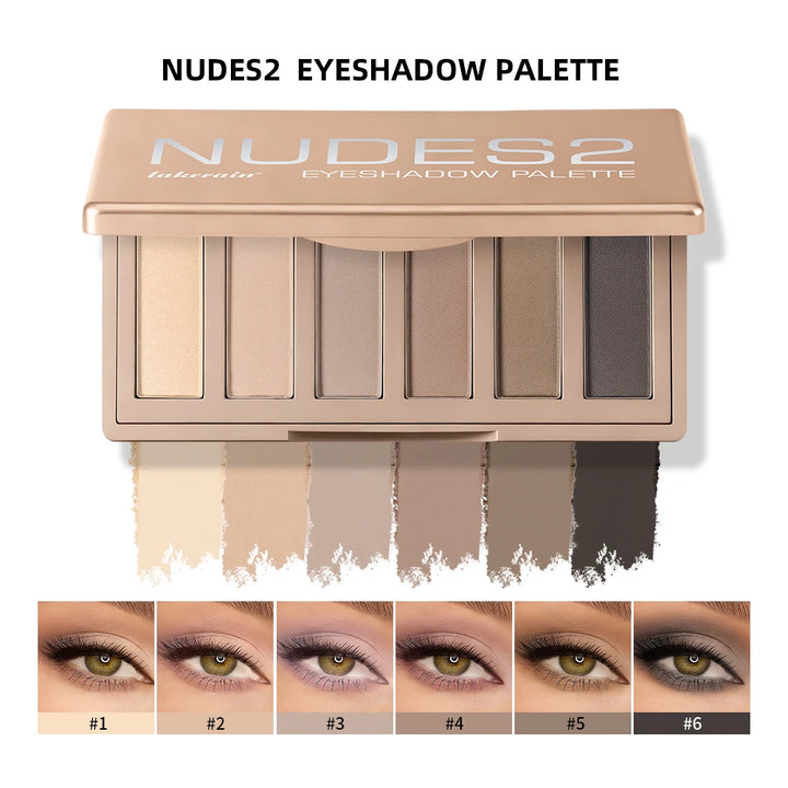 Naked 2 Basics Matte Neutral Eyeshadow Palette and Mirror Shadow Six Colors Contouring Neutral Eyeshadows Long-Lasting  Makeup