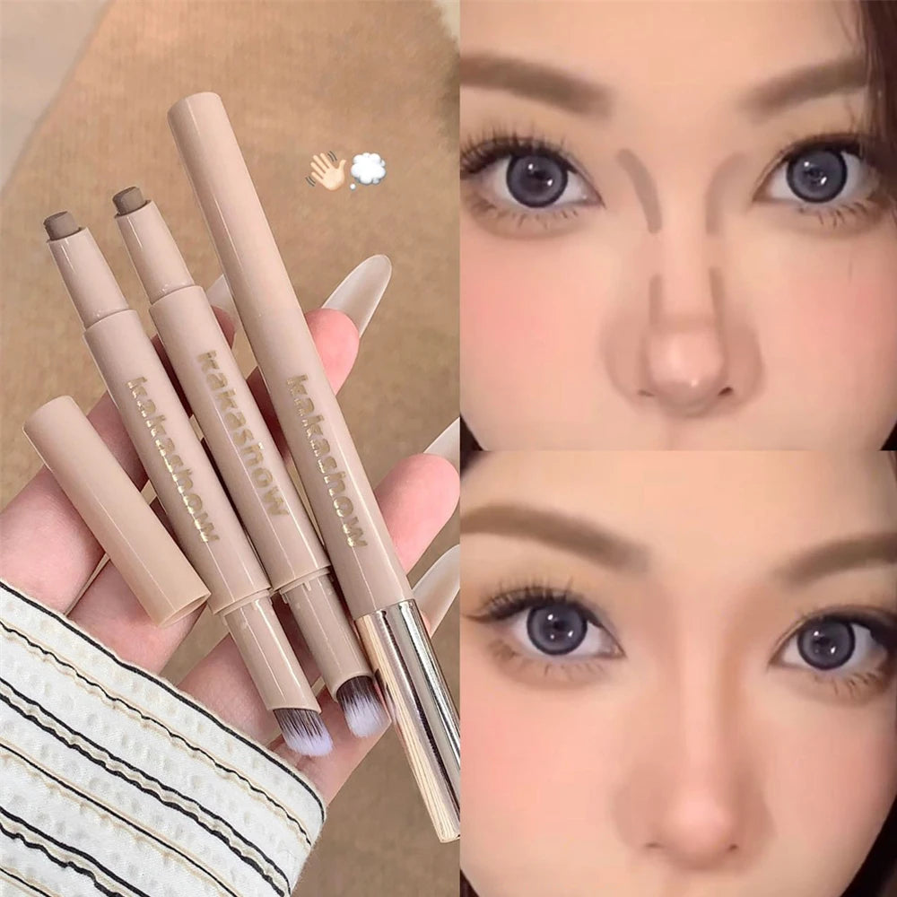 3D contouring pen Long Lasting Waterproof Matte Bronzer Stick Nose Shadow Contour Pen With Brush Facial Contour Stick Makeup
