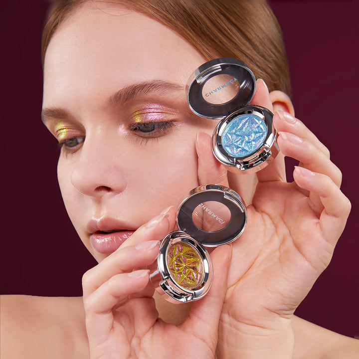 CHARMACY Chameleon Glitter Eyeshadow Color Shift High Pigment Single Eyeshadow Smooth Blendable Formula Eyeshadow for Party
